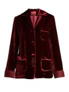 F.r.s - For Restless Sleepers Floral-brocade Velvet Pyjama Shirt