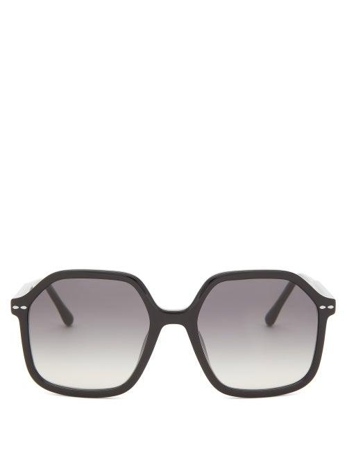 Isabel Marant Eyewear - Hexagonal Frame Acetate Sunglasses - Womens - Black