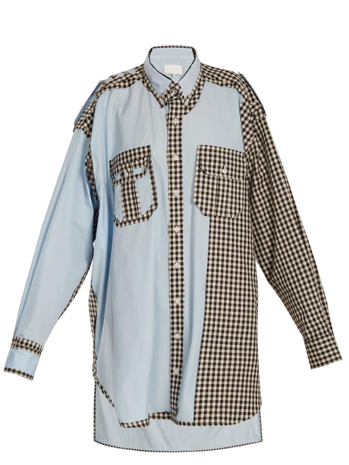 Maison Margiela Oversized Gingham Checked-trim Cotton Shirtdress