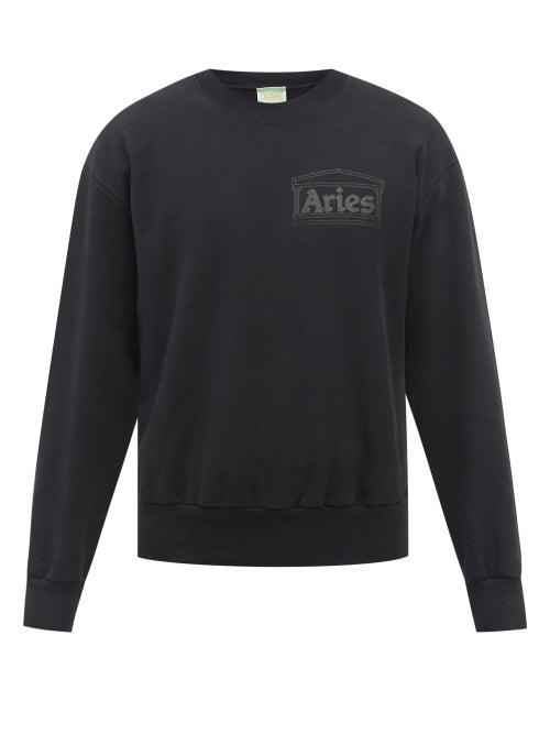 Aries - Temple-logo Cotton-jersey Sweatshirt - Mens - Black