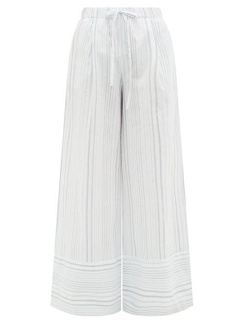 Matchesfashion.com Loup Charmant - Olympia Striped-cotton Palazzo Trousers - Womens - Blue Stripe
