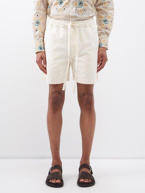 Commas - Drawstring Cotton Shorts - Mens - Cream