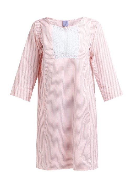 Matchesfashion.com Thierry Colson - Talitha Cotton And Silk Blend Stripe Kaftan - Womens - Pink Stripe
