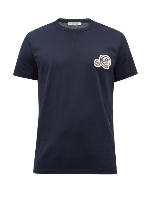 Moncler - Logo-appliqu Cotton-jersey T-shirt - Mens - Dark Navy