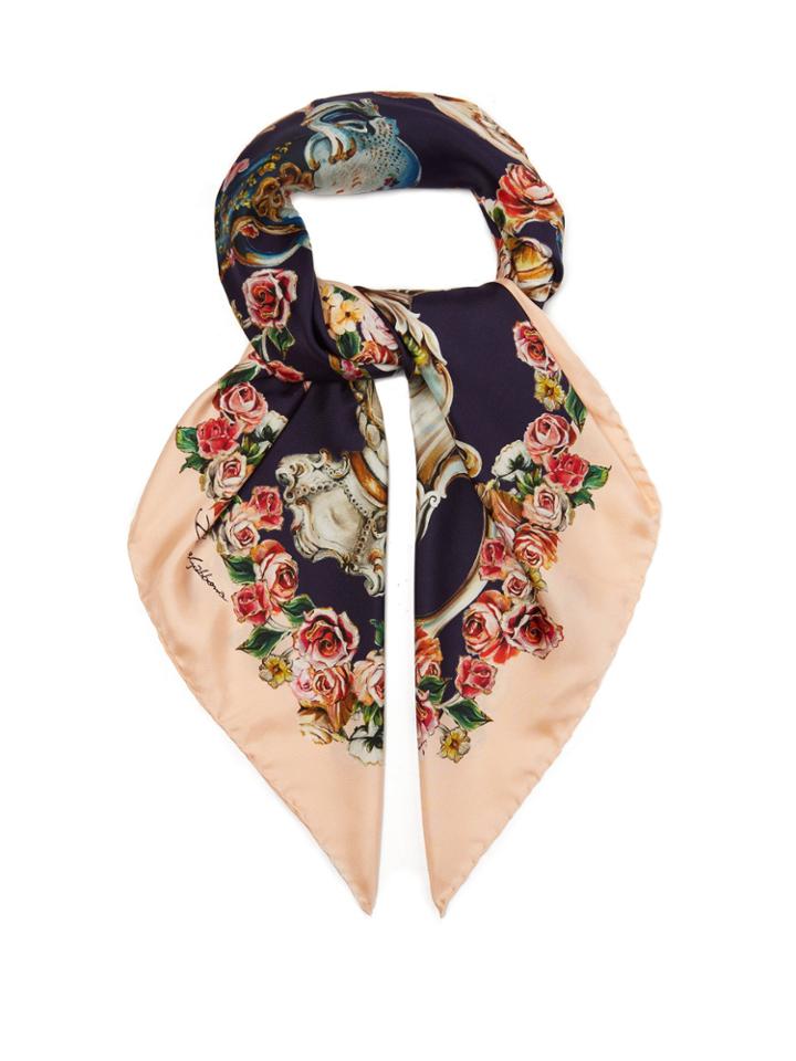 Dolce & Gabbana Cherub-print Silk-twill Scarf
