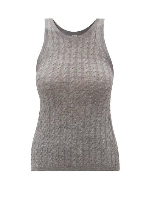 Totme - Cable-knit Wool Tank Top - Womens - Grey