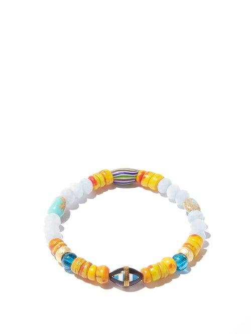 Musa By Bobbie - Faux-coral, Aquamarine & 18kt Gold Beaded Bracelet - Womens - Multi