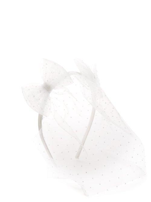 Matchesfashion.com Maison Michel - Naleya Polka-dot Tulle Bow-embellished Headband - Womens - White