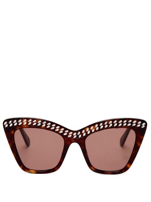 Matchesfashion.com Stella Mccartney - Crystal Embellished Cat Eye Acetate Sunglasses - Womens - Tortoiseshell