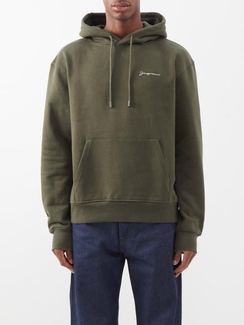 Jacquemus - Logo-embroidered Organic-cotton Hoodie - Mens - Khaki
