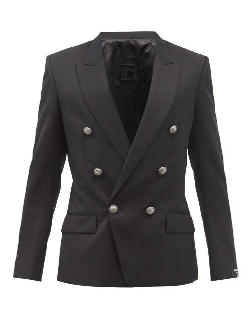 Balmain - Double-breasted Wool-twill Blazer - Mens - Black