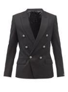 Balmain - Double-breasted Wool-twill Blazer - Mens - Black