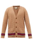 Gucci - Cable-knit Cashmere-blend Cardigan - Mens - Camel