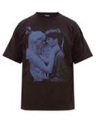 Matchesfashion.com Raf Simons - Blue Velvet Print Cotton T Shirt - Mens - Black