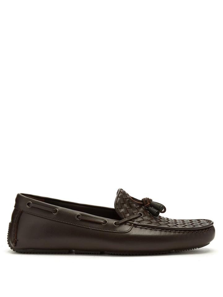 Bottega Veneta Intrecciato Leather Driving Loafers