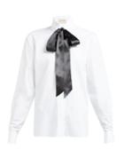 Matchesfashion.com Alexandre Vauthier - Bow And Crystal Trimmed Cotton Poplin Shirt - Womens - White Multi