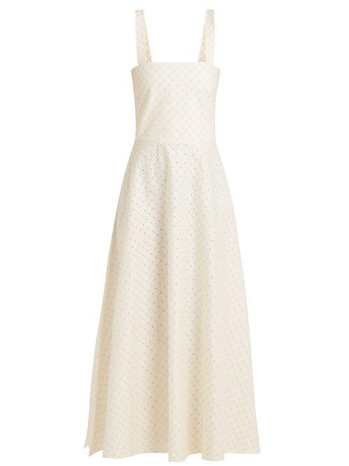 Matchesfashion.com Gioia Bini - Lucinda Floral Embroidered Cotton Blend Dress - Womens - White