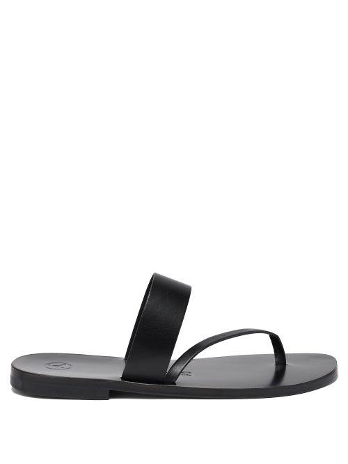 Matchesfashion.com Lvaro - Alberta Diagonal-strap Leather Slides - Mens - Black