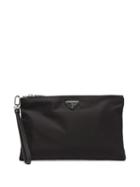 Matchesfashion.com Prada - Enamel Logo Plaque Nylon Poplin Pouch Bag - Mens - Black