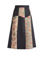 Redvalentino Patchwork Wool-herringbone Midi Skirt