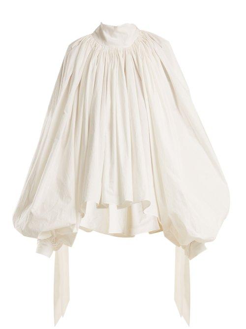 Matchesfashion.com A.w.a.k.e. - Oversized Puff Sleeved Cotton Top - Womens - White