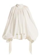 Matchesfashion.com A.w.a.k.e. - Oversized Puff Sleeved Cotton Top - Womens - White