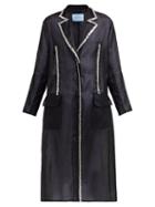 Matchesfashion.com Prada - Crystal Single Breasted Silk Organza Coat - Womens - Black Multi