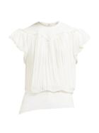 Matchesfashion.com Chlo - Crinkle Chiffon Frill Top - Womens - Ivory