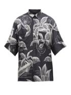 Matchesfashion.com Givenchy - Floral Schematics-print Silk Shirt - Mens - Black