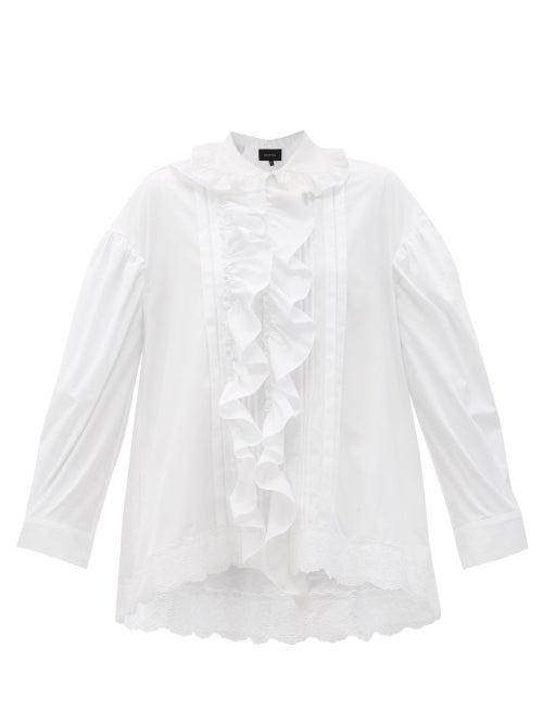 Matchesfashion.com Simone Rocha - Ruffled Poplin Blouse - Womens - White