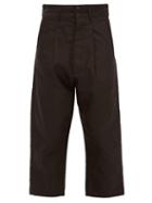 Matchesfashion.com Chimala - Pleated Cropped Cuff Cotton Twill Trousers - Womens - Black
