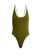 Matchesfashion.com Dos Gardenias - Vicious Scoop Neck Swimsuit - Womens - Khaki