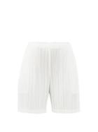 Matchesfashion.com Pleats Please Issey Miyake - Mid-cut Pliss Jersey Shorts - Womens - White