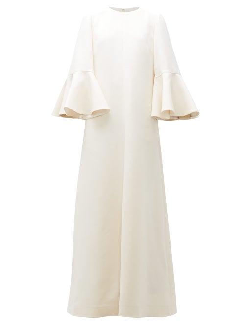 Matchesfashion.com Valentino - Trumpet Sleeve Wool Blend Gown - Womens - Ivory