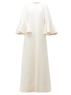 Matchesfashion.com Valentino - Trumpet Sleeve Wool Blend Gown - Womens - Ivory