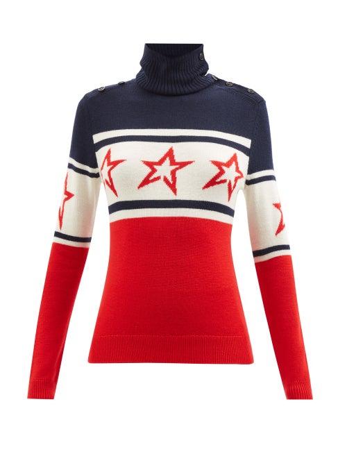 Perfect Moment - Chopper Star Roll-neck Merino-wool Sweater - Womens - Navy Multi