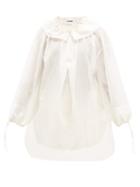 Matchesfashion.com Jil Sander - Lorien Ruffled Cotton Blend Voile Blouse - Womens - Ivory