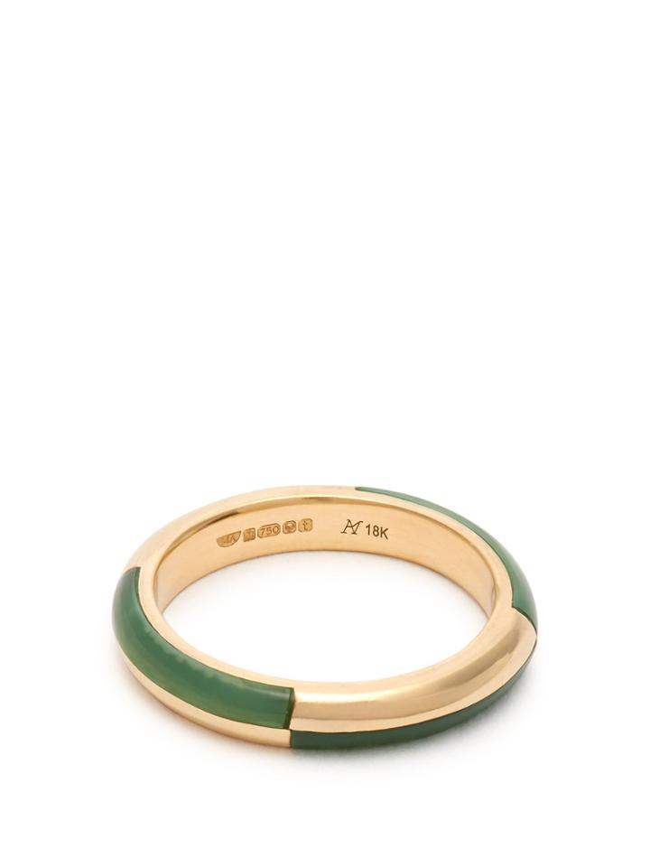 Marc Alary Deco 18kt Gold & Chrysoprase Ring