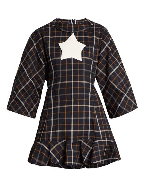 Matchesfashion.com A.w.a.k.e. - Jellystar Checked Fluted Hem Top - Womens - Navy Multi