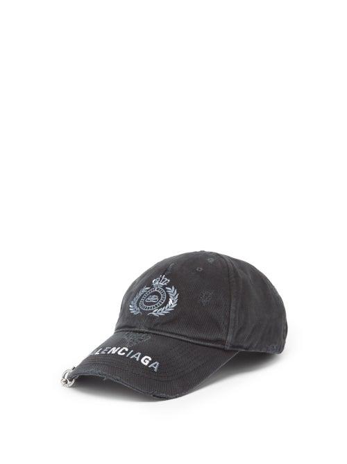 Balenciaga - Logo-embroidered Piercing Canvas Baseball Cap - Mens - Black White