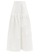 Matchesfashion.com Adriana Degreas - Gathered Cotton-blend Maxi Skirt - Womens - White