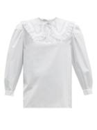 Matchesfashion.com Miu Miu - Lace Trimmed Collar Cotton Blouse - Womens - White