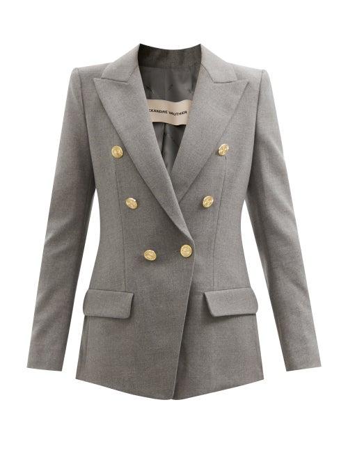 Alexandre Vauthier - Double-breasted Wool-blend Twill Blazer - Womens - Grey