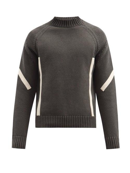 Matchesfashion.com Jacquemus - Panelled High-neck Cotton Sweater - Mens - Grey