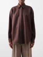 Emilia Wickstead - Audre Balloon-sleeve Wool Shirt - Womens - Dark Brown
