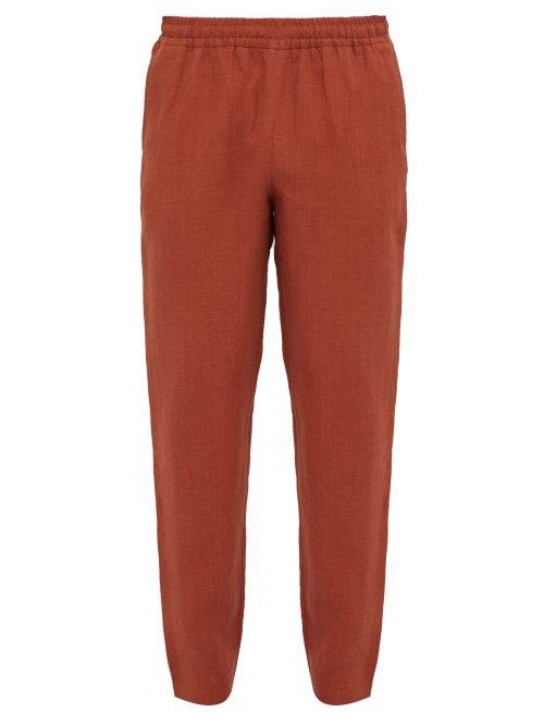 Matchesfashion.com De Bonne Facture - Elasticated Waist Brushed Linen Trousers - Mens - Brown