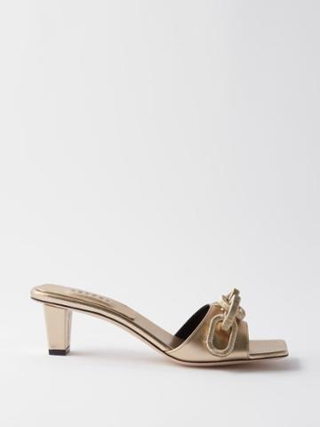 Serena Uziyel - Catena 50 Chain-embellished Leather Sandals - Womens - Gold