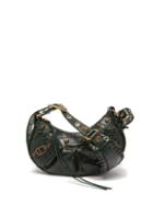 Balenciaga - Le Cagole Xs Croc-effect Leather Shoulder Bag - Womens - Dark Green