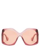 Matchesfashion.com Gucci - Gg-logo Oversized Hexagon Acetate Sunglasses - Womens - Pink