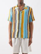 Missoni Mare - Zigzag-print Cuban-collar Shirt - Mens - Yellow Multi